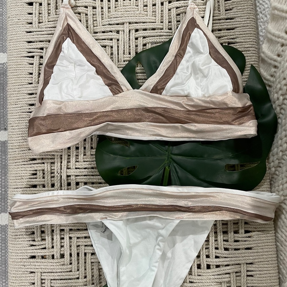 Beach Bunny Pink, Rose Gold & White Bikini Gem